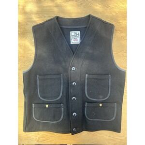 Klaxon Howl Heavy Wool Work Vest Black Workwear Hunting Sz 40 Made In Canada